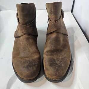 Born Trinculo F11406 Brown Leather Side Zip Ankle Boots Womens Size 9.5M